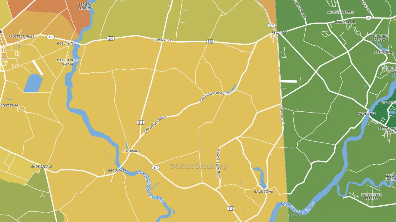 Rhodesdale, MD Map of Drug-Related Crime Rates