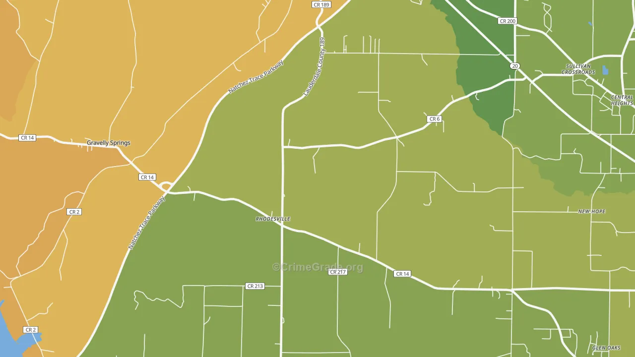 Rhodesville, AL Map of Drug-Related Crime Rates