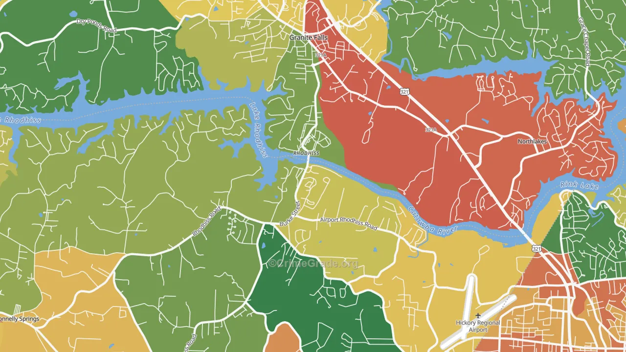 Rhodhiss, NC Map of Drug-Related Crime Rates