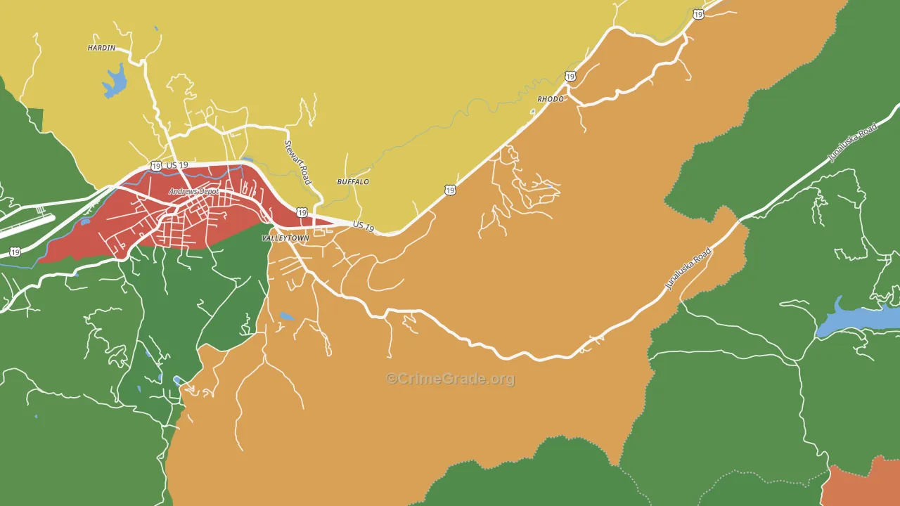 Rhodo, NC Map of Drug-Related Crime Rates