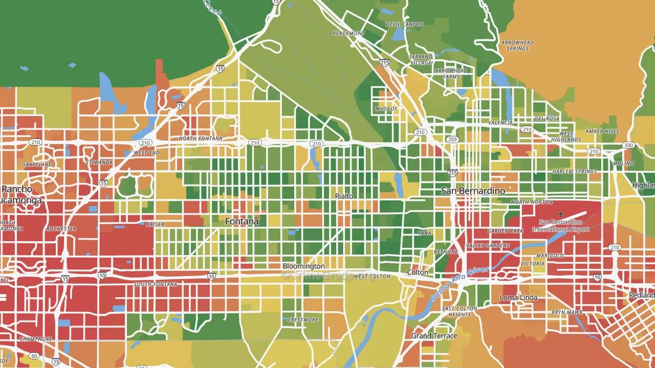 Rialto, CA Map of Drug-Related Crime Rates