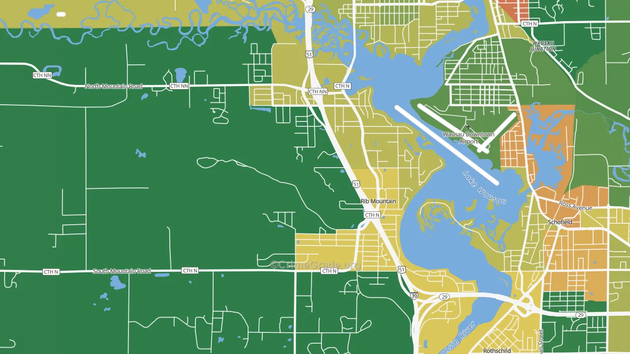 Rib Mountain, WI Map of Drug-Related Crime Rates