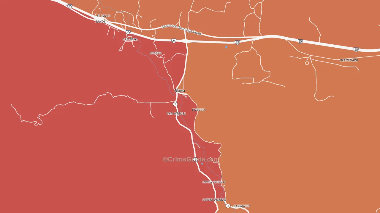 Ribera, NM Map of Drug-Related Crime Rates