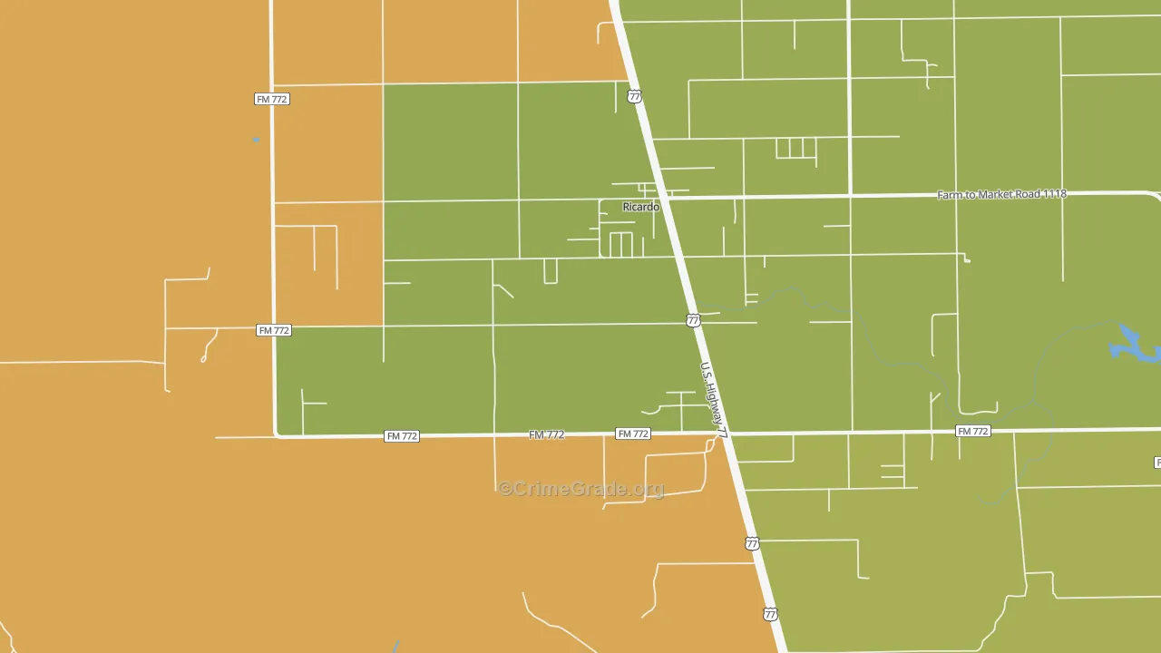 Ricardo, TX Map of Drug-Related Crime Rates