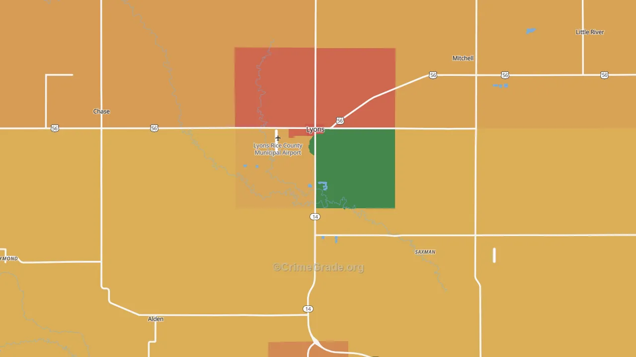 Rice County, KS Map of Drug-Related Crime Rates