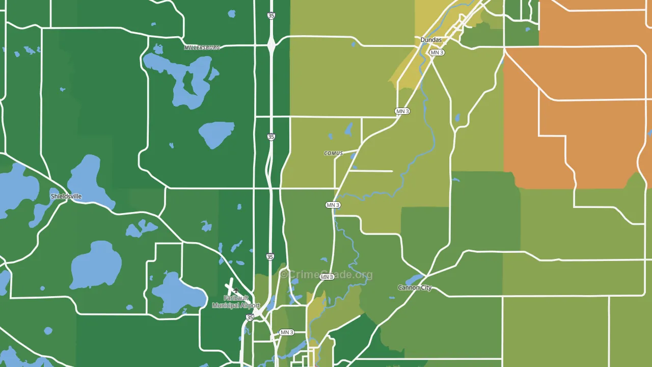 Rice County, MN Map of Drug-Related Crime Rates