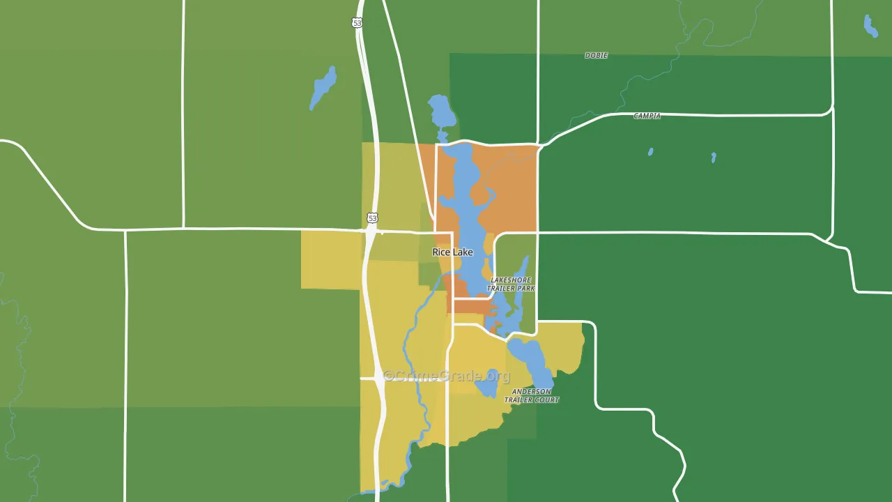 Rice Lake, WI Map of Drug-Related Crime Rates