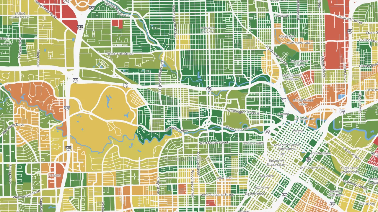 Rice Military, Houston, TX Map of Drug-Related Crime Rates
