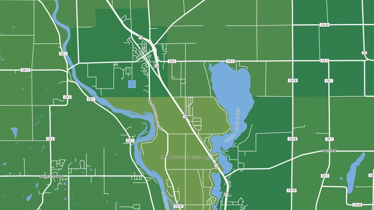 Rice, MN Map of Drug-Related Crime Rates