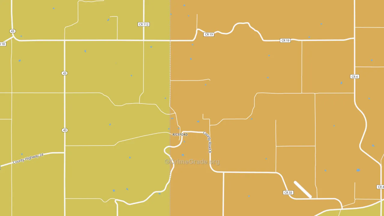 Riceford, MN Map of Drug-Related Crime Rates