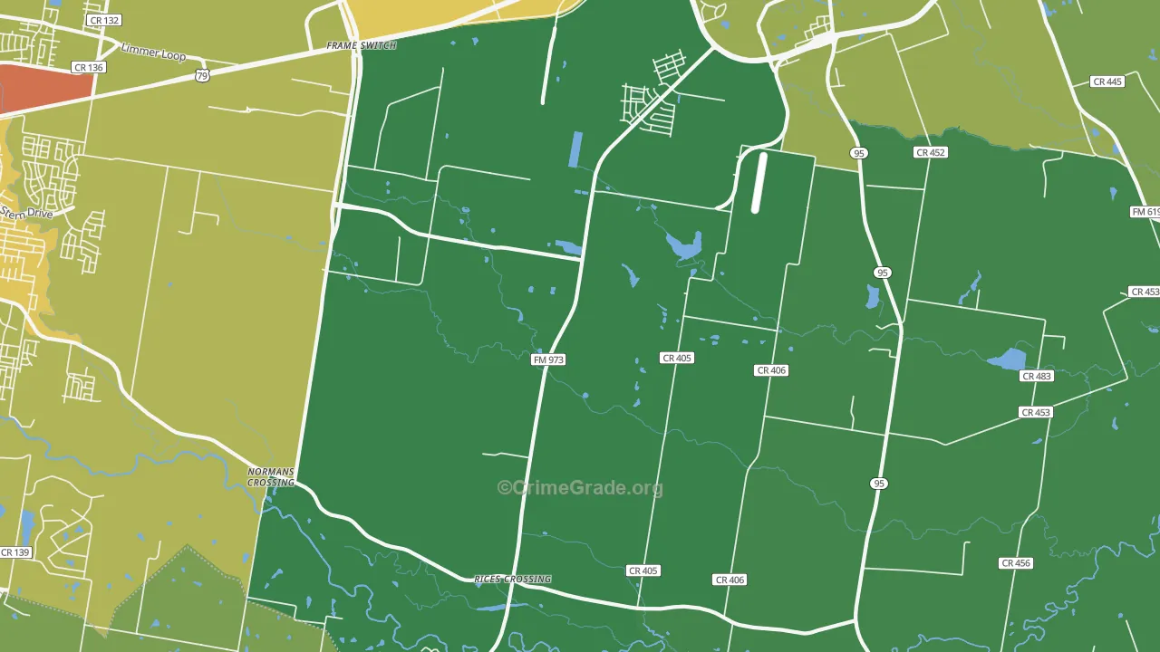 Rices Crossing, TX Map of Drug-Related Crime Rates