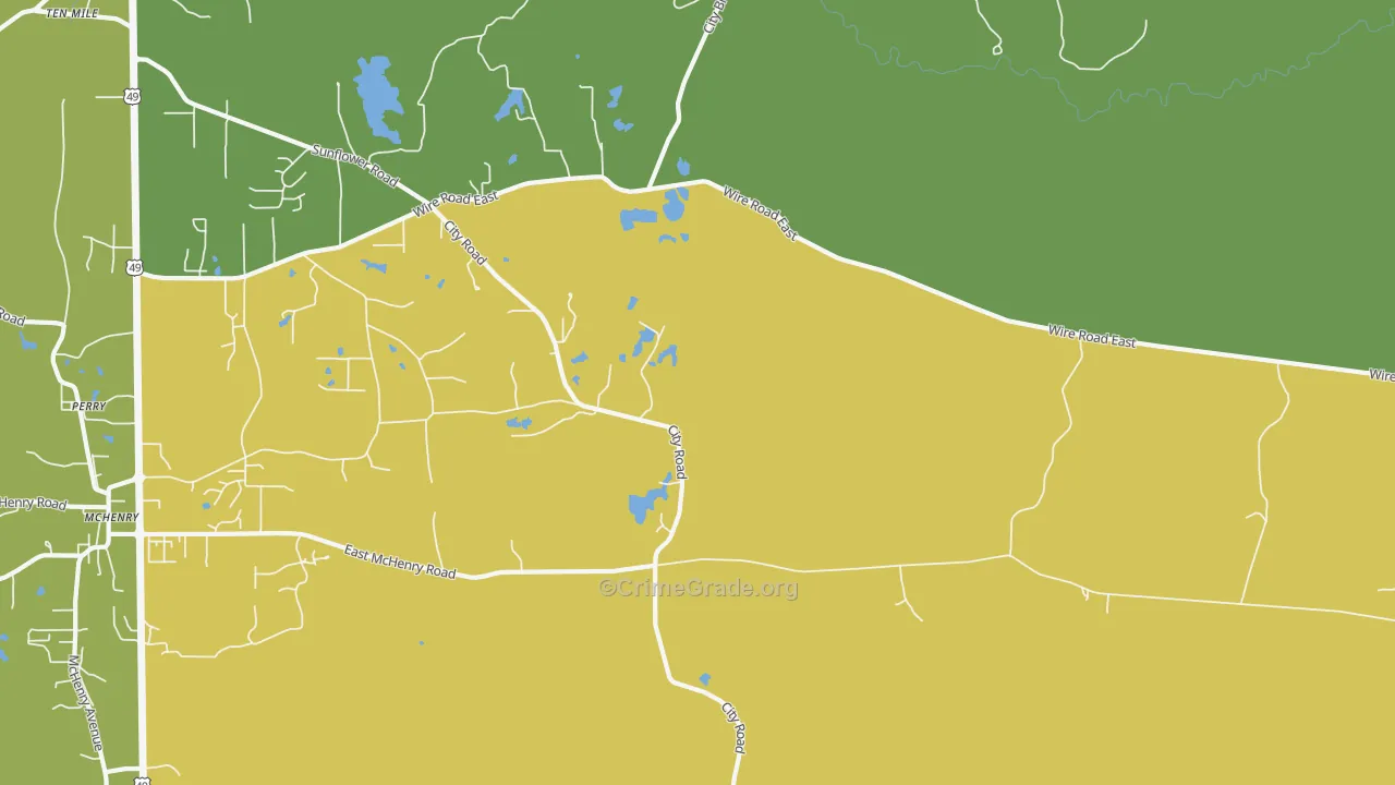 Riceville, MS Map of Drug-Related Crime Rates