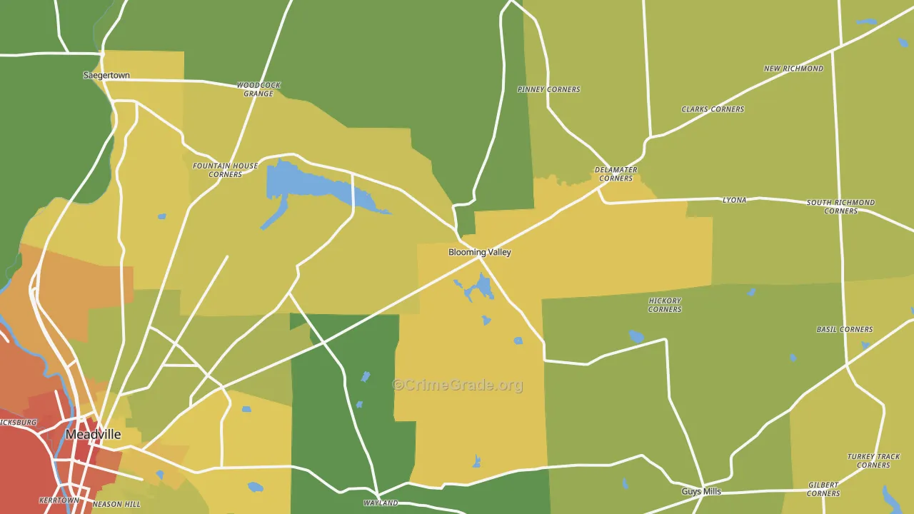 Riceville, PA Map of Drug-Related Crime Rates