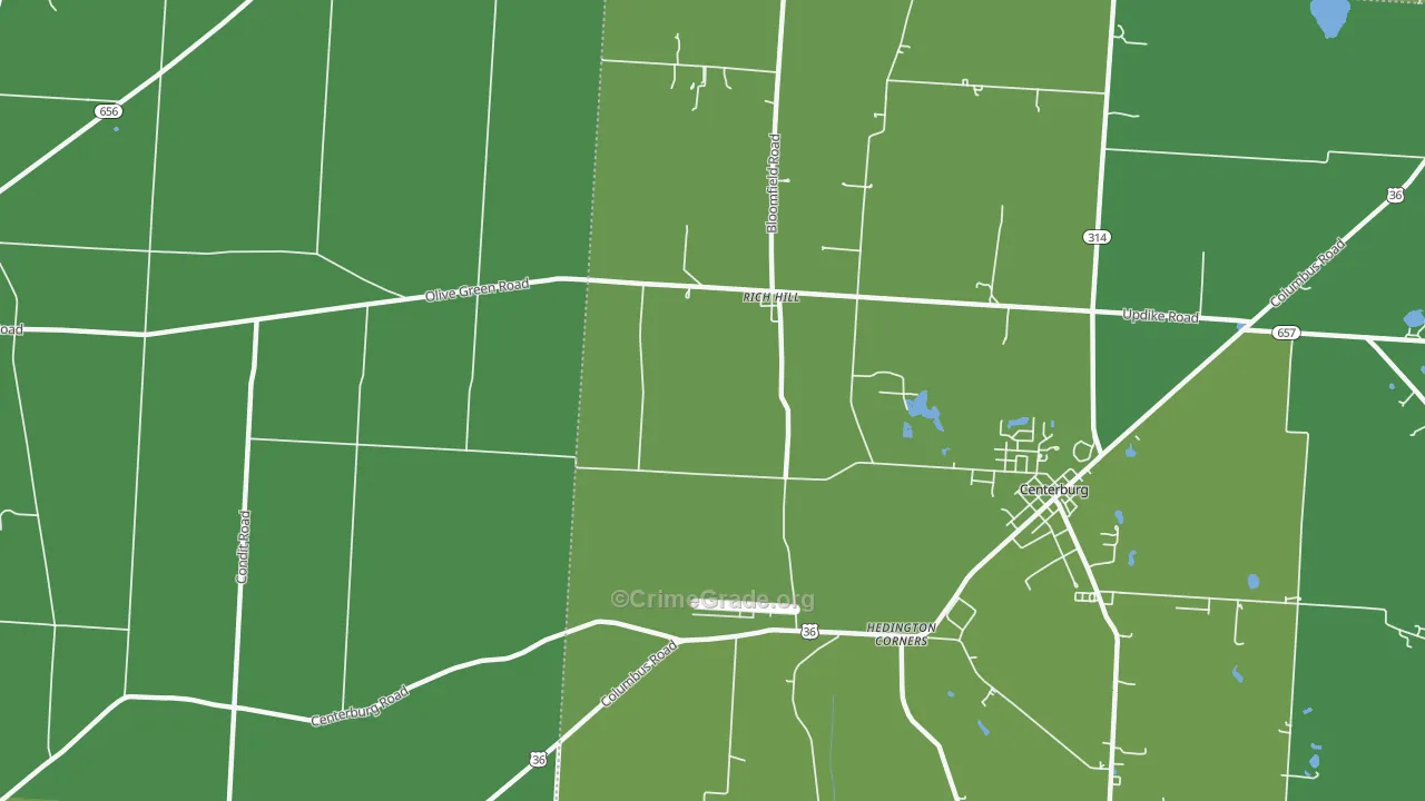 Rich Hill, OH Map of Drug-Related Crime Rates