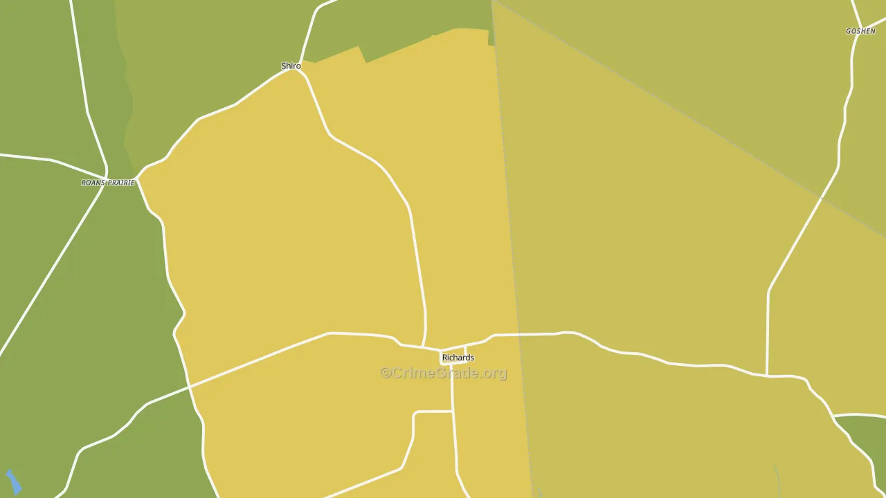 Richards, TX Map of Drug-Related Crime Rates