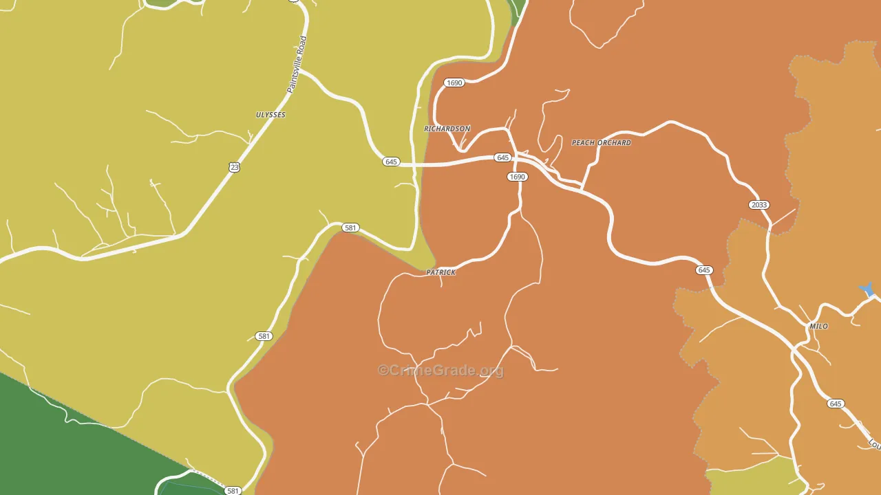 Richardson, KY Map of Drug-Related Crime Rates