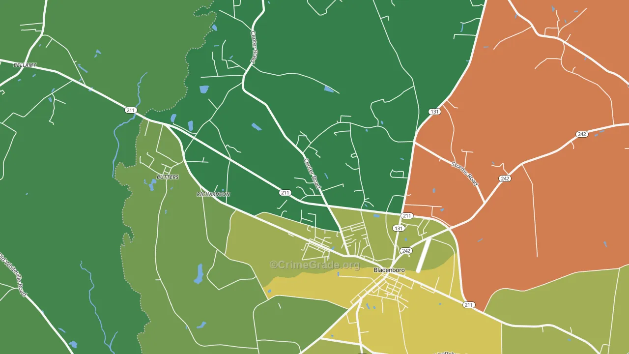 Richardson, NC Map of Drug-Related Crime Rates