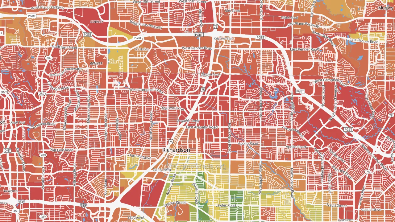 Richardson, TX Map of Drug-Related Crime Rates