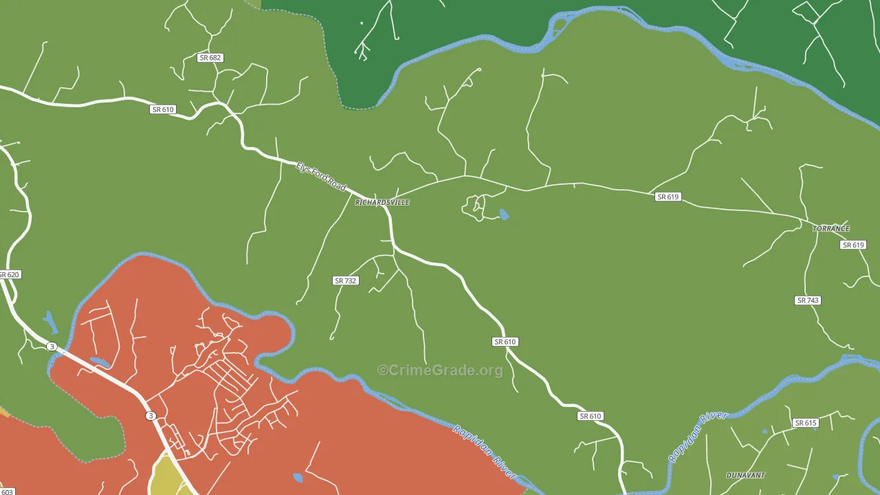 Richardsville, VA Map of Drug-Related Crime Rates