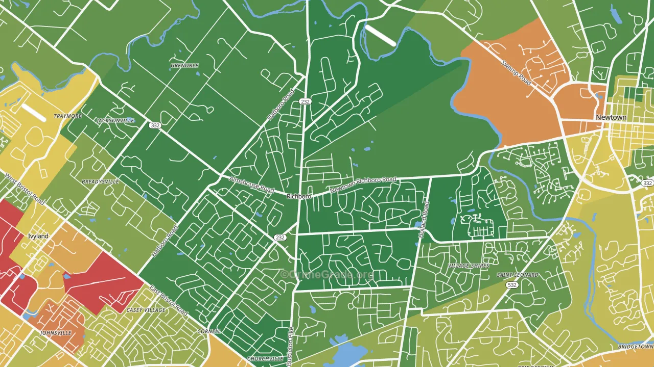 Richboro, PA Map of Drug-Related Crime Rates