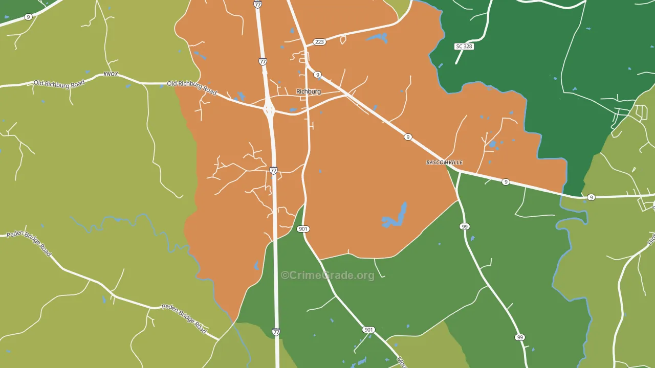 Richburg, SC Map of Drug-Related Crime Rates