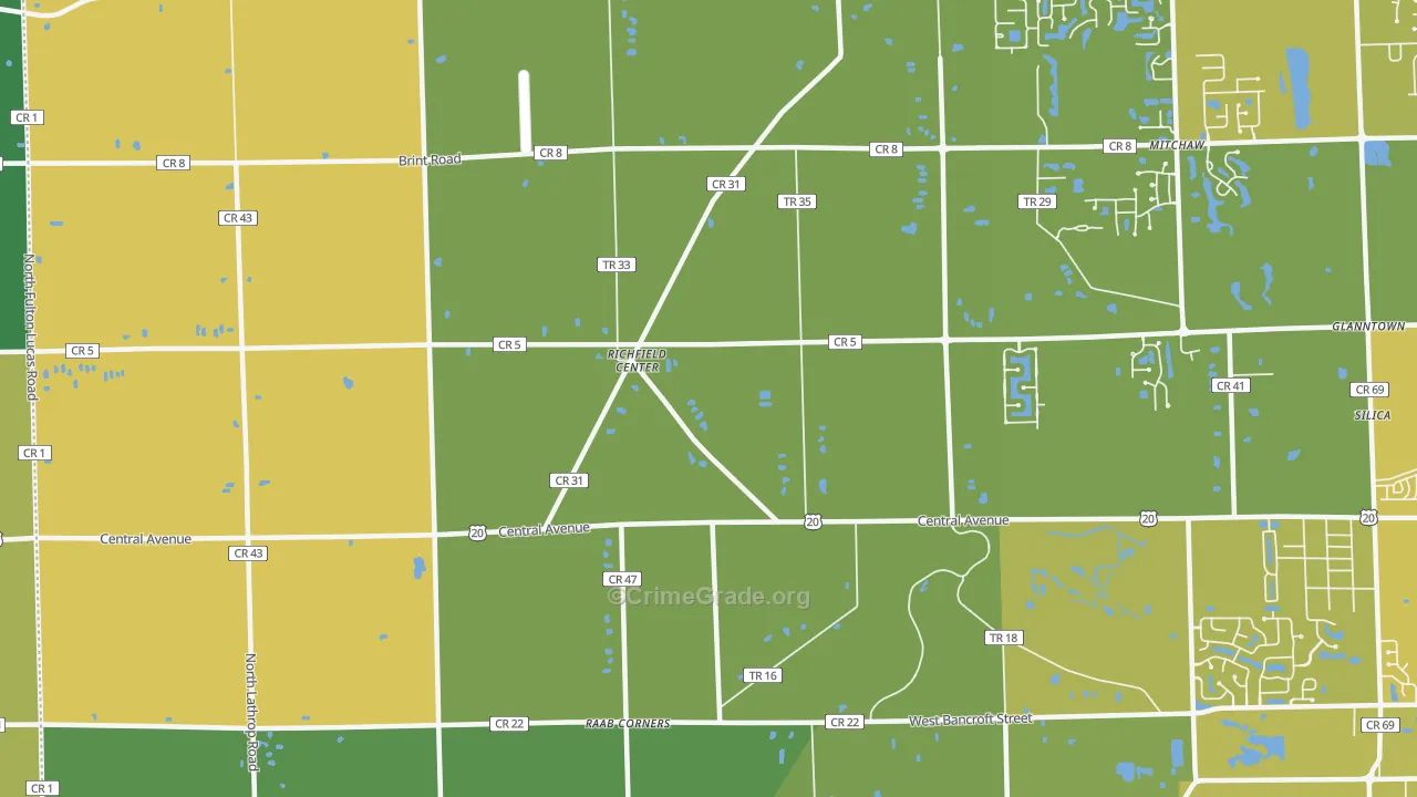 Richfield Center, OH Map of Drug-Related Crime Rates