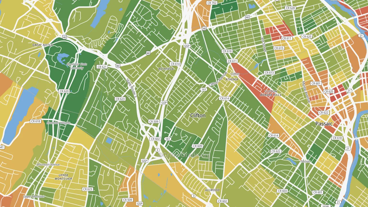 Richfield, Clifton, NJ Map of Drug-Related Crime Rates