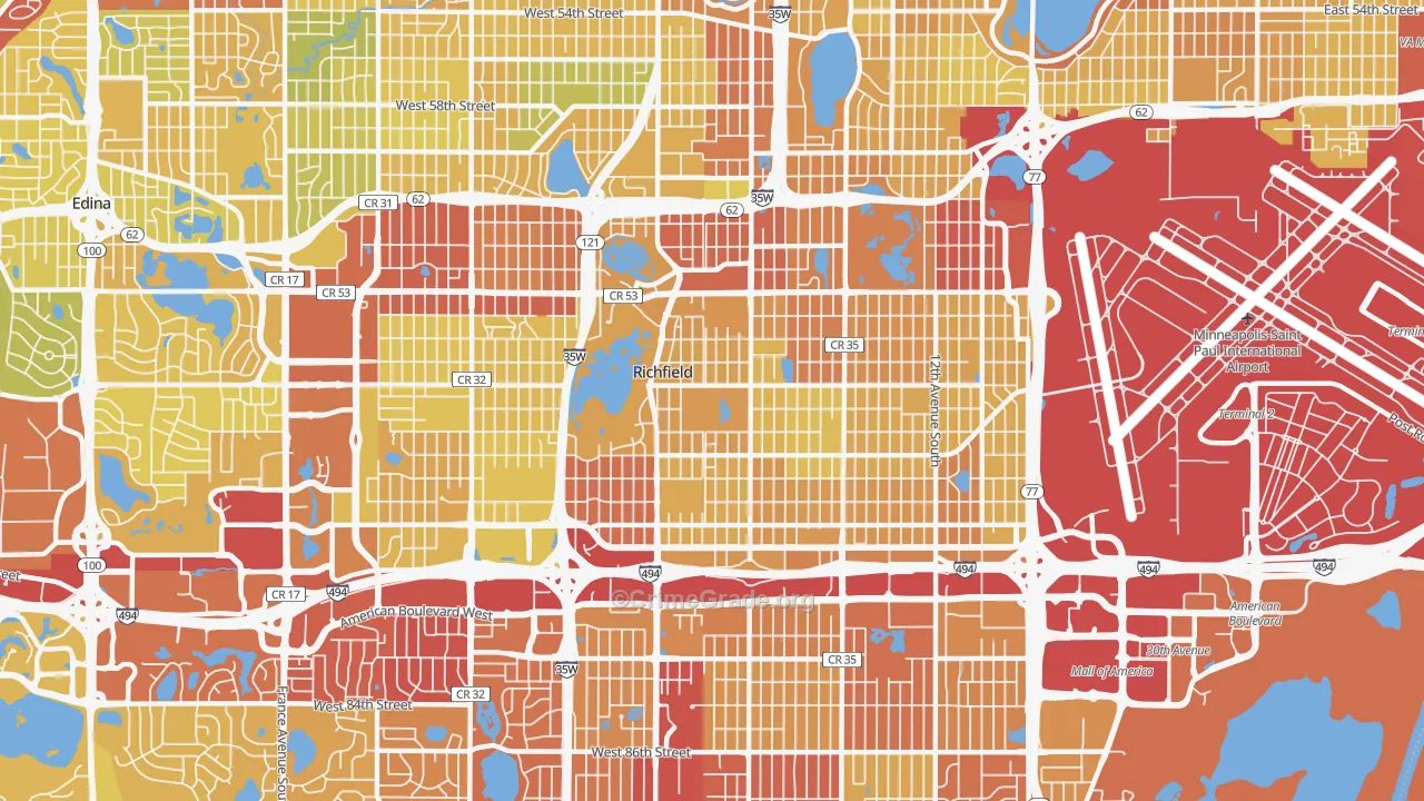 Richfield, MN Map of Drug-Related Crime Rates