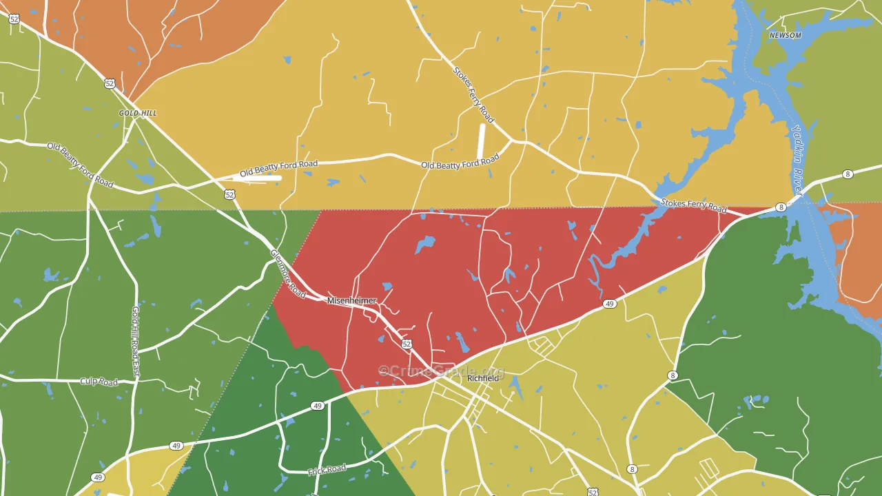 Richfield, NC Map of Drug-Related Crime Rates