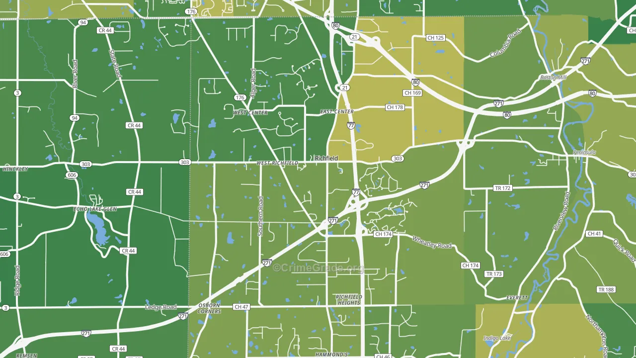 Richfield, OH Map of Drug-Related Crime Rates