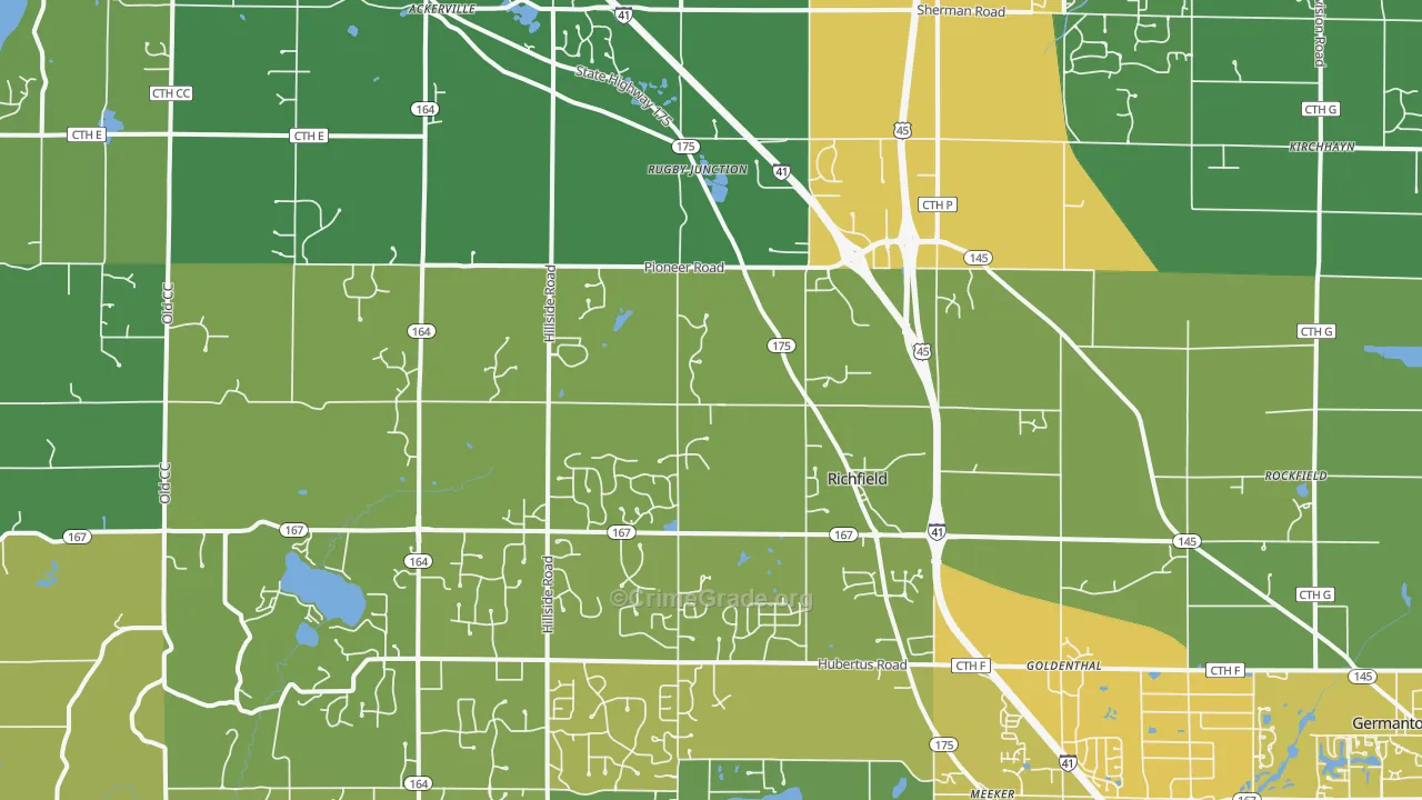 Richfield, WI Map of Drug-Related Crime Rates