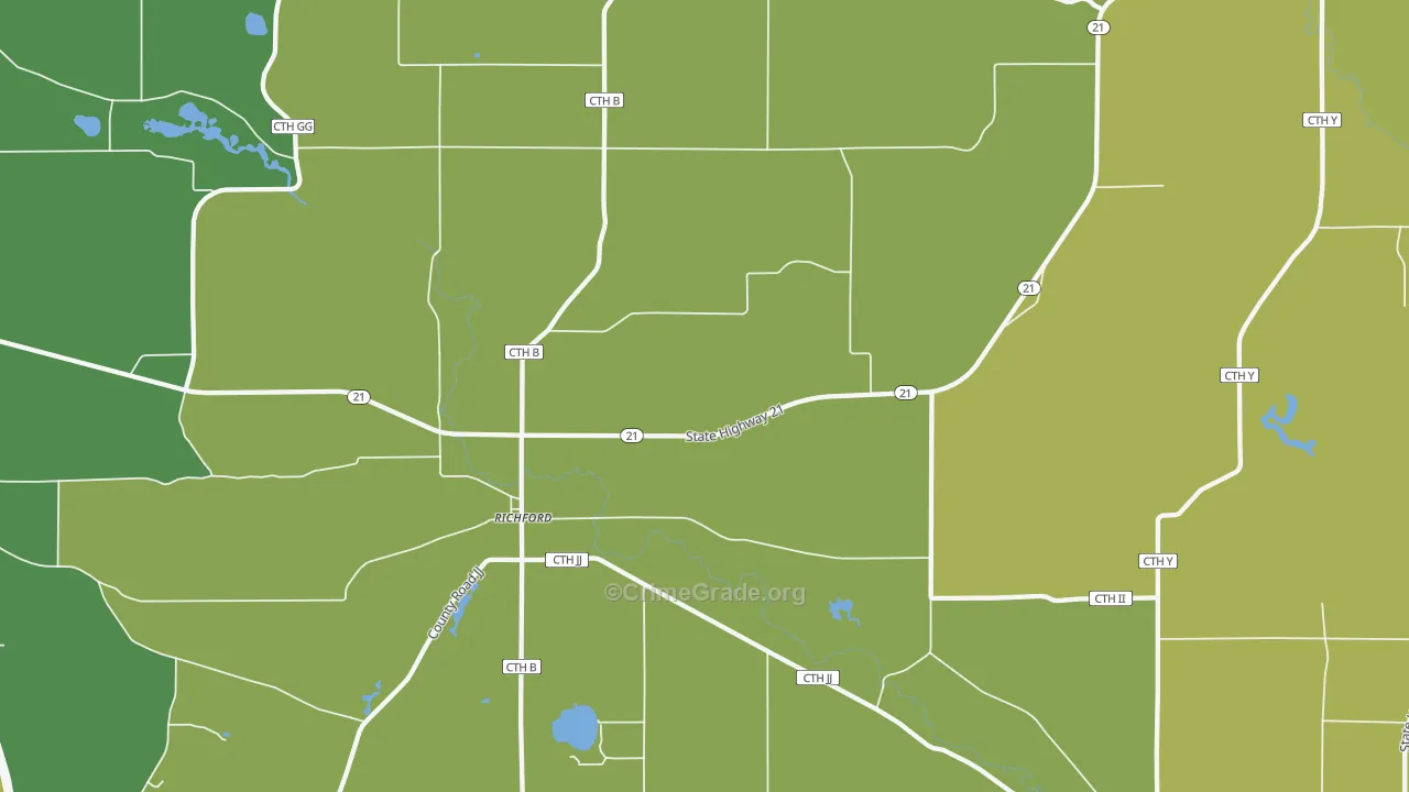 Richford, WI Map of Drug-Related Crime Rates
