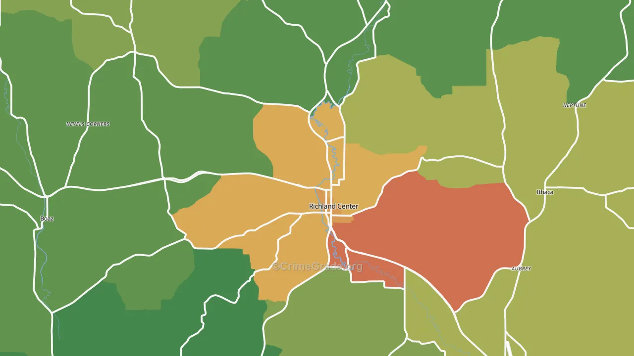 Richland Center, WI Map of Drug-Related Crime Rates
