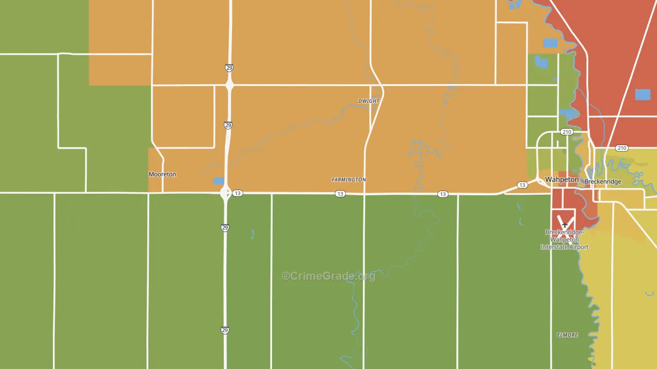 Richland County, ND Map of Drug-Related Crime Rates