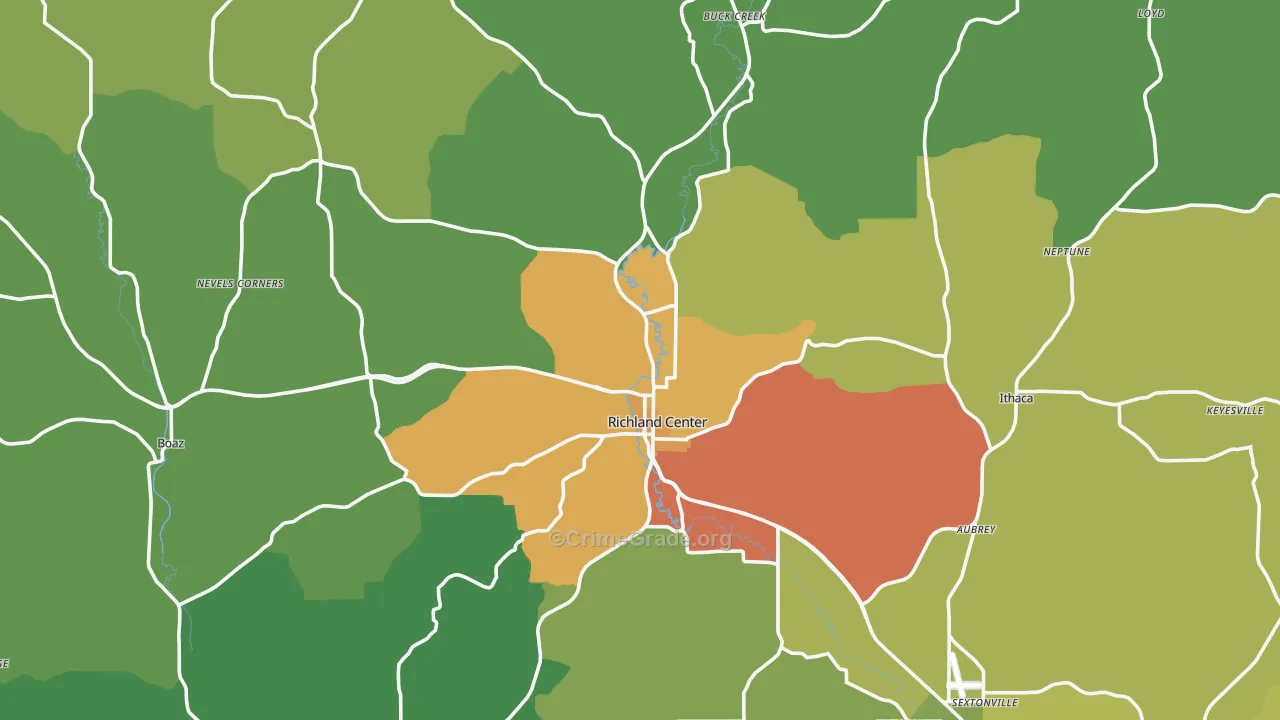 Richland County, WI Map of Drug-Related Crime Rates