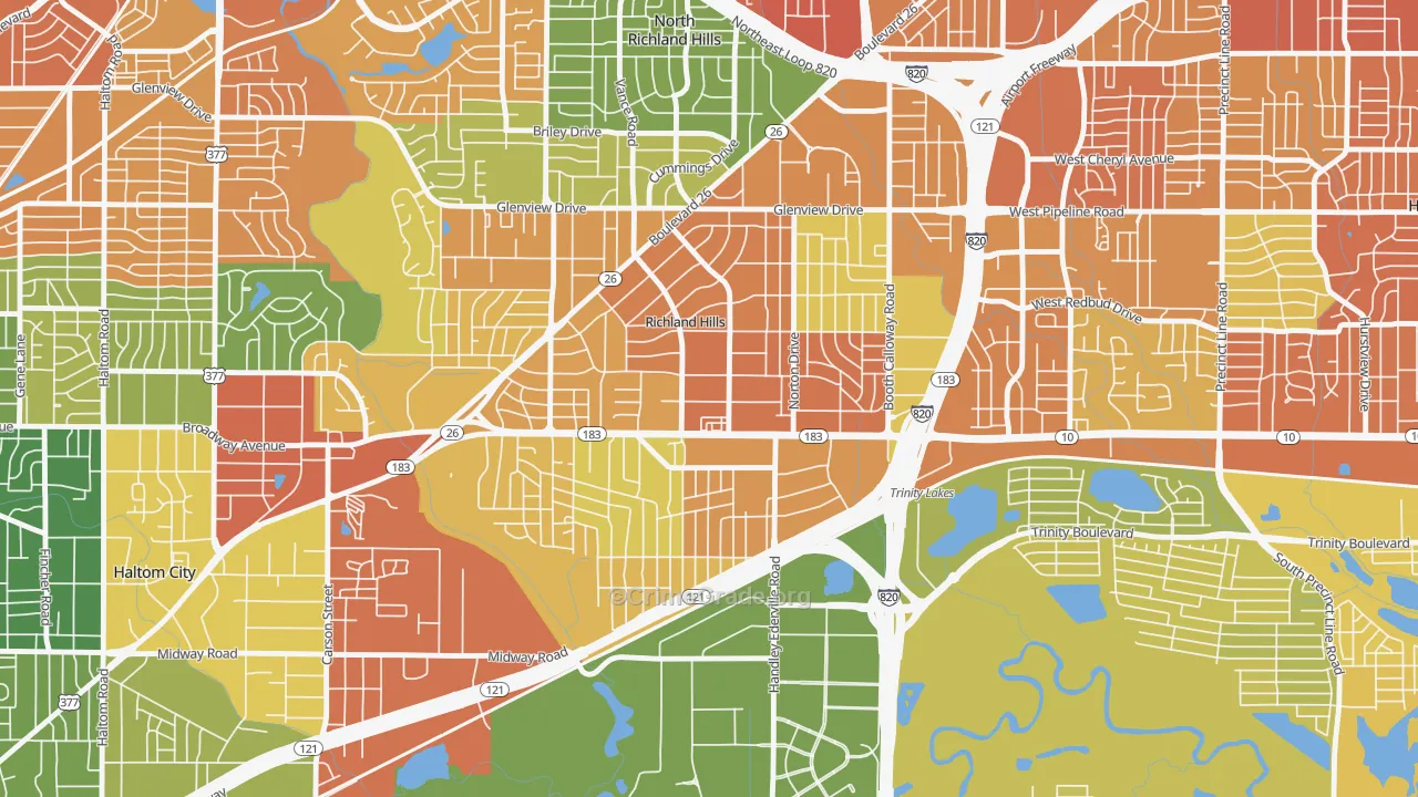 Richland Hills, TX Map of Drug-Related Crime Rates