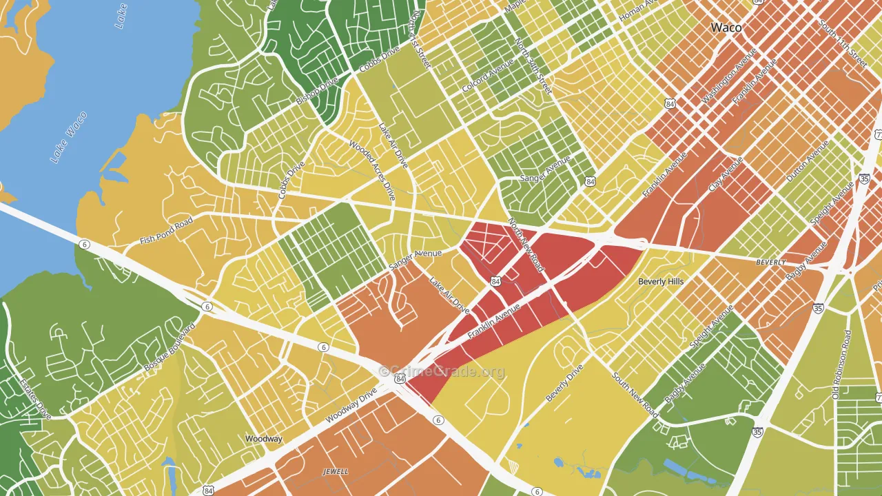 Richland Hills, Waco, TX Map of Drug-Related Crime Rates
