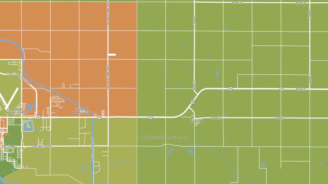 Richland, NE Map of Drug-Related Crime Rates