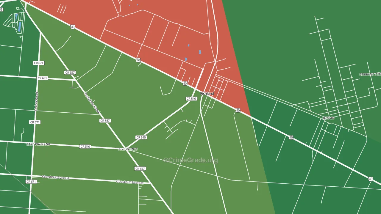 Richland, NJ Map of Drug-Related Crime Rates