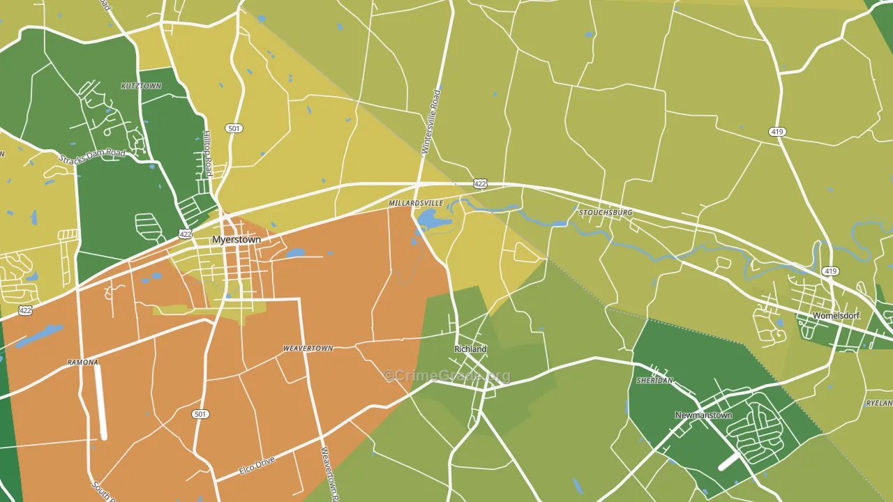 Richland, PA Map of Drug-Related Crime Rates