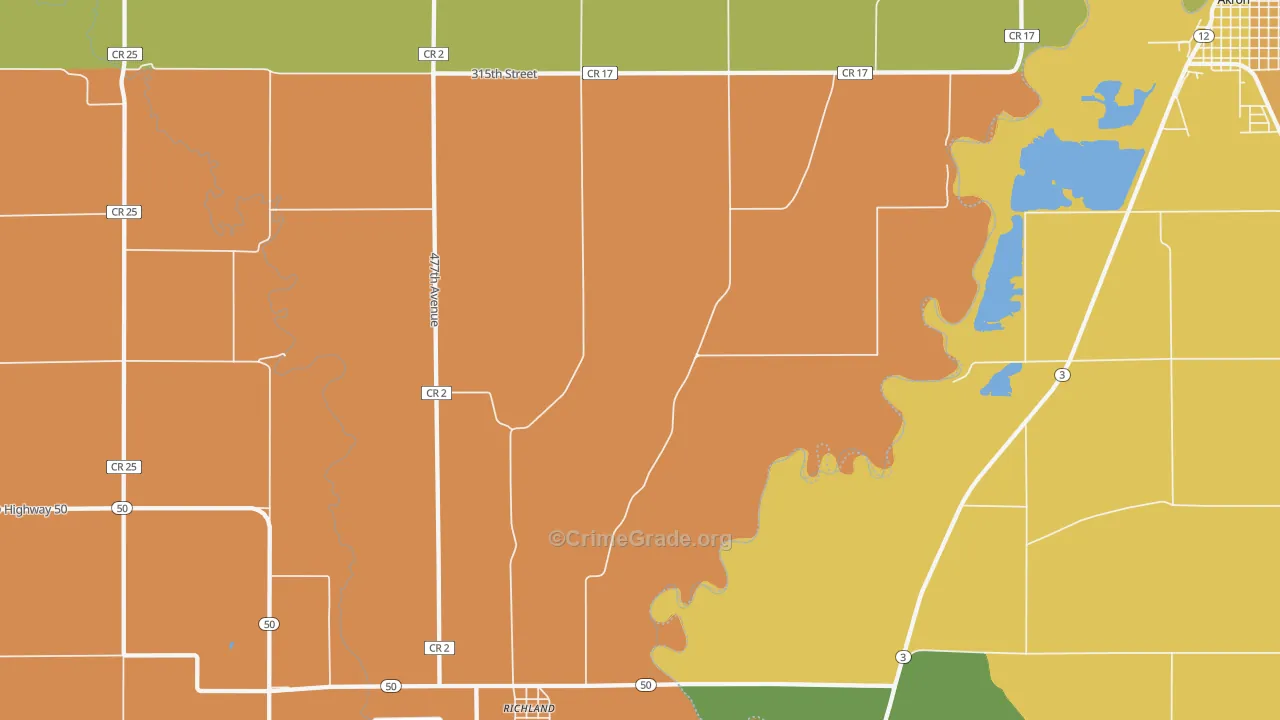 Richland, SD Map of Drug-Related Crime Rates