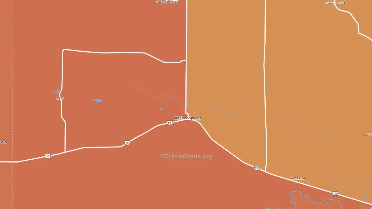 Richland Springs, TX Map of Drug-Related Crime Rates
