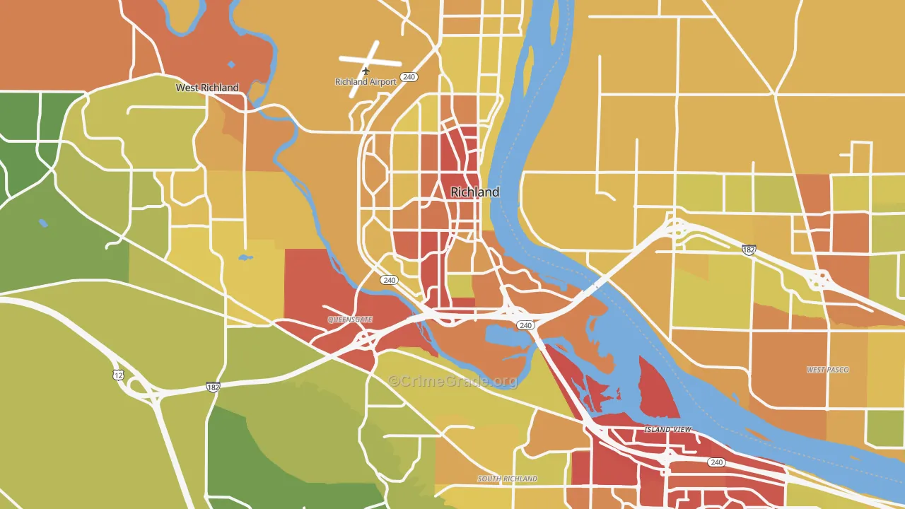 Richland, WA Map of Drug-Related Crime Rates