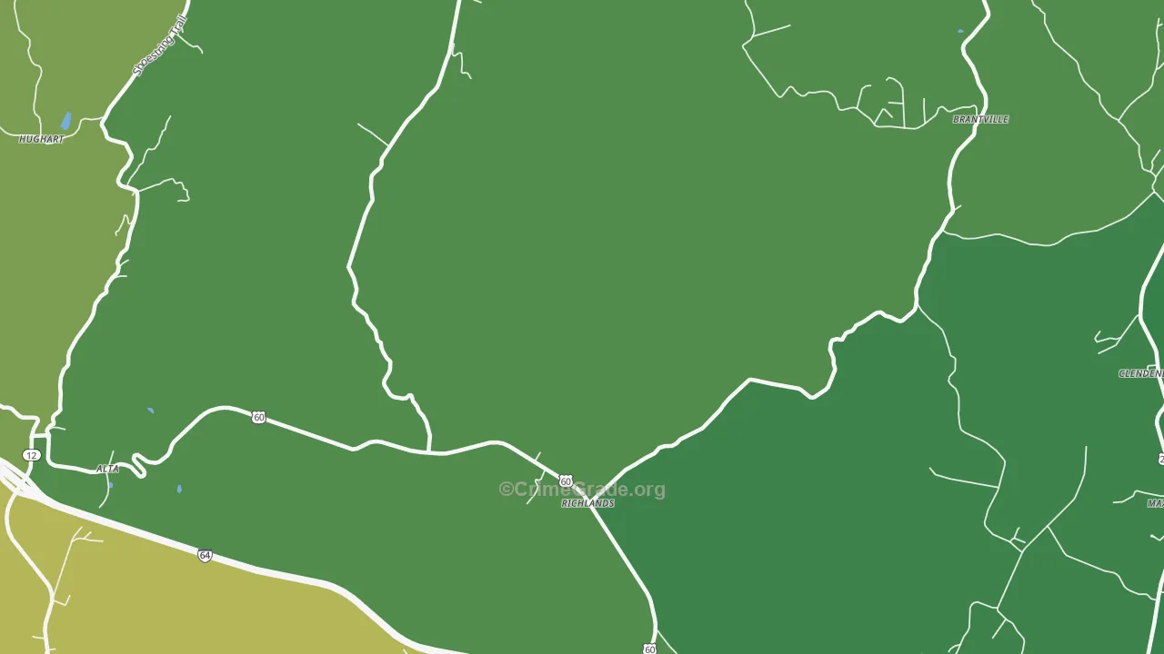 Richland, WV Map of Drug-Related Crime Rates