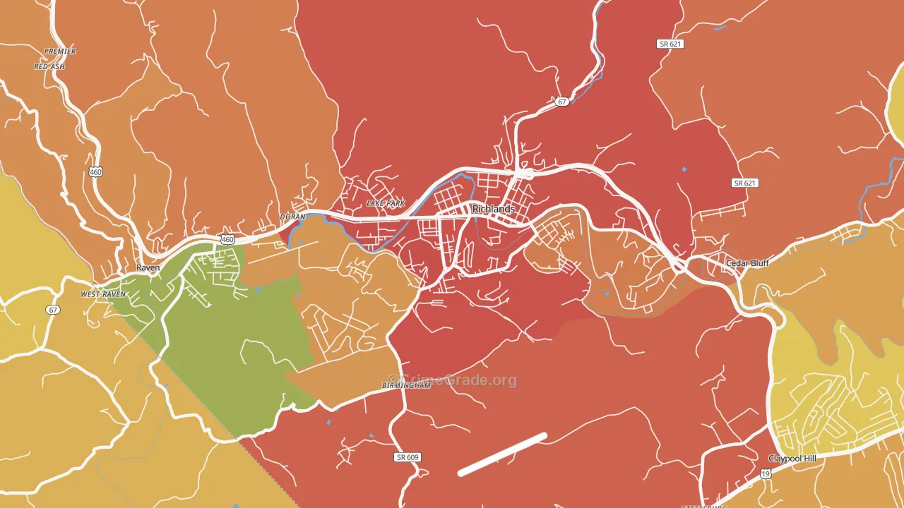 Richlands, VA Map of Drug-Related Crime Rates