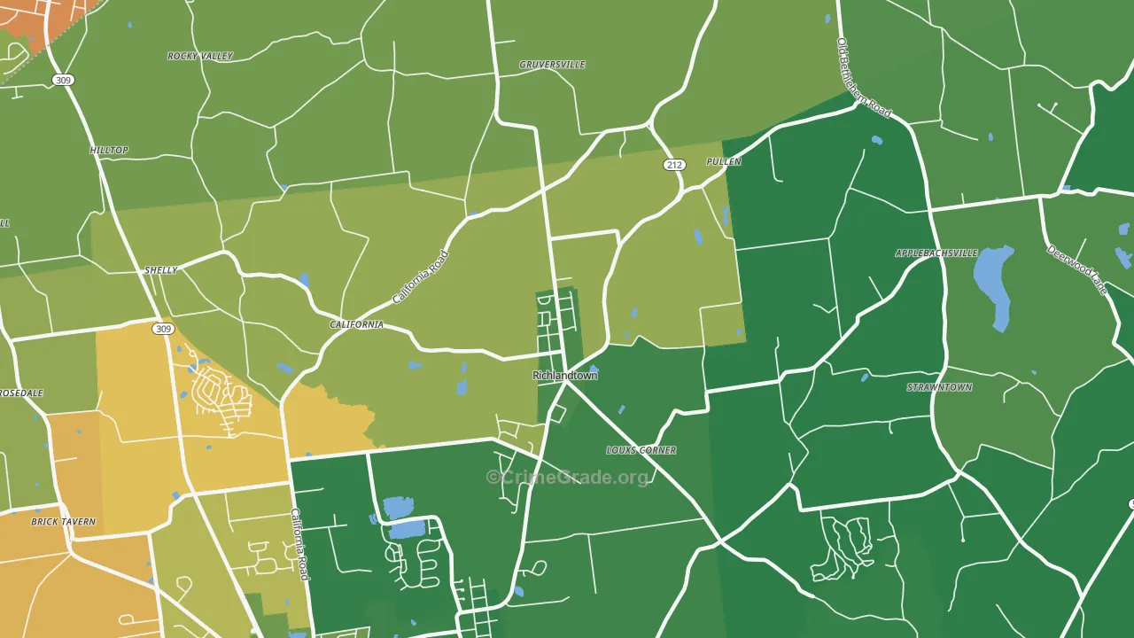 Richlandtown, PA Map of Drug-Related Crime Rates