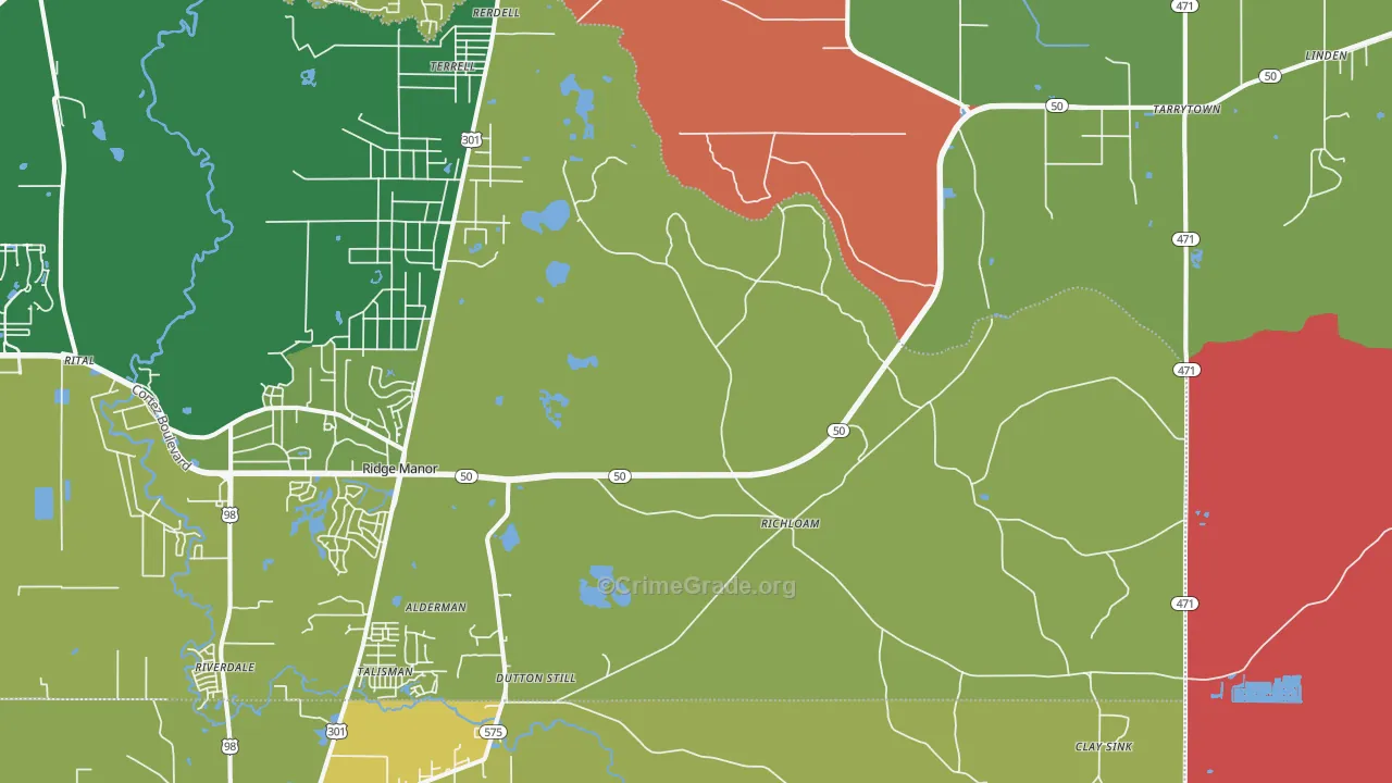 Richloam, FL Map of Drug-Related Crime Rates