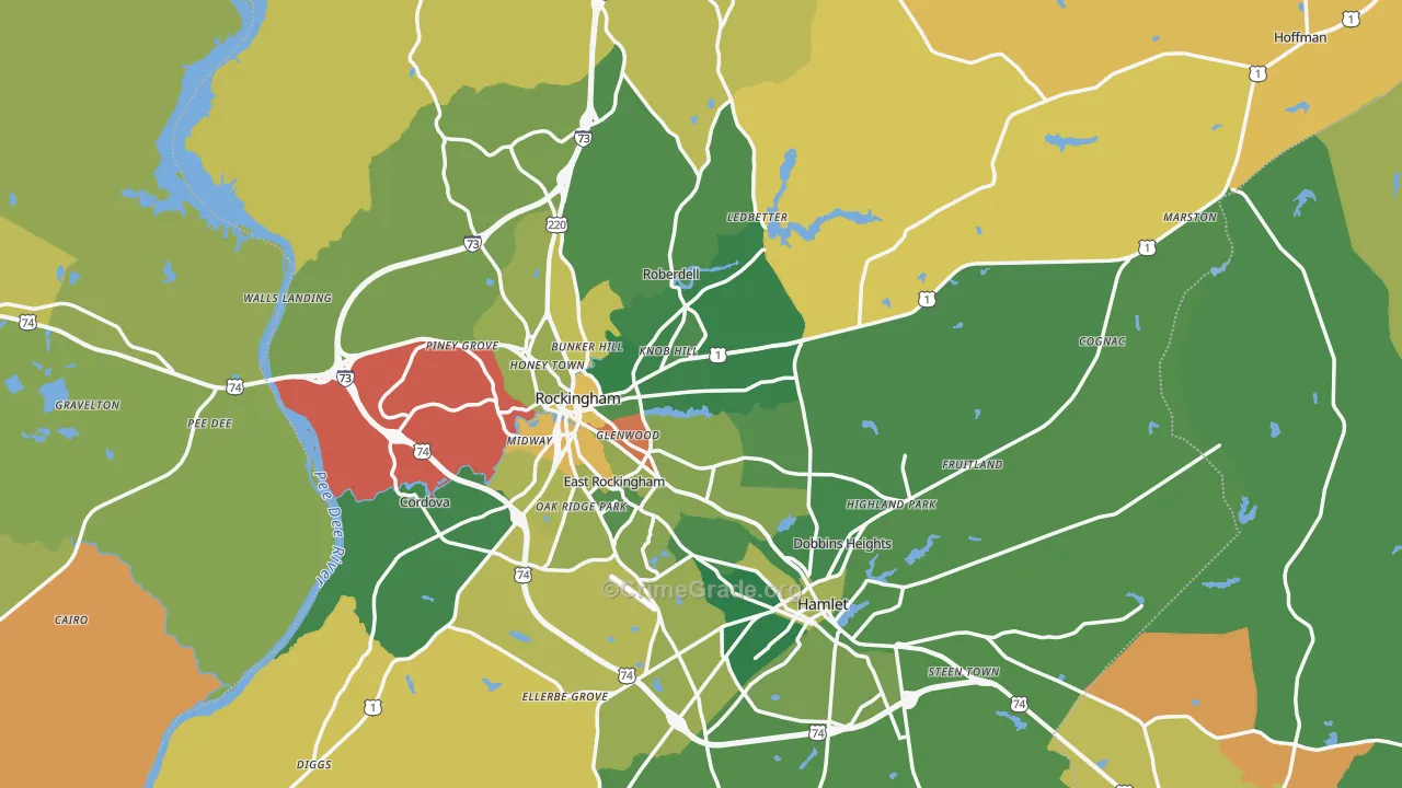 Richmond County, NC Map of Drug-Related Crime Rates
