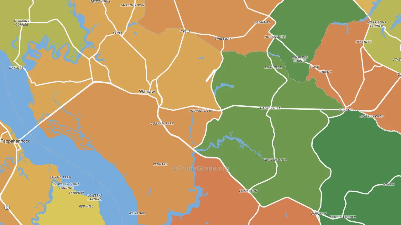 Richmond County, VA Map of Drug-Related Crime Rates