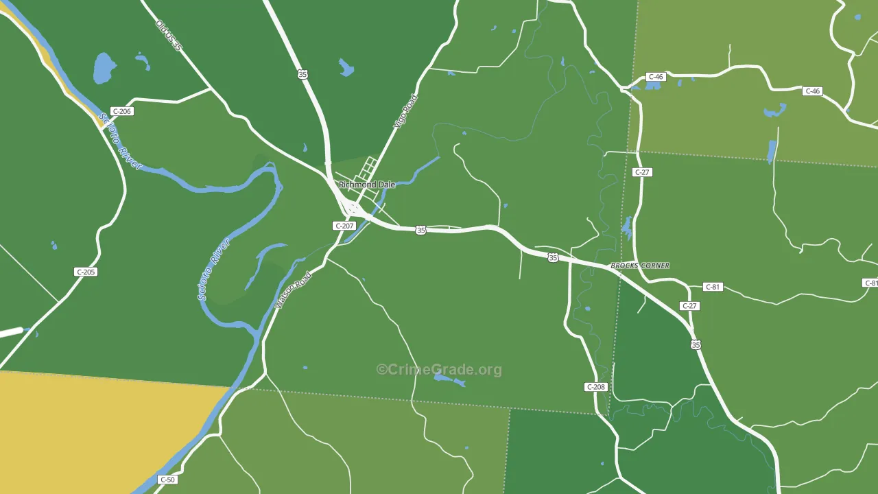 Richmond Dale, OH Map of Drug-Related Crime Rates